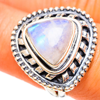 Rainbow Moonstone Rings handcrafted by Ana Silver Co - RING108060