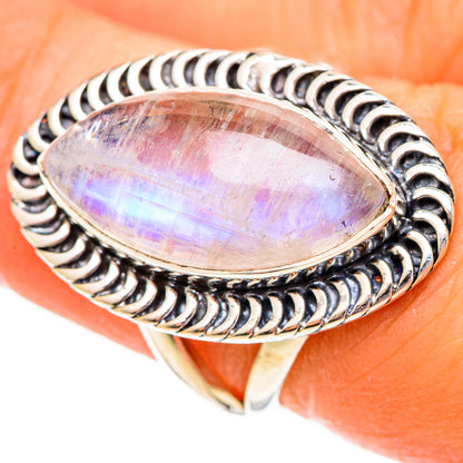 Rainbow Moonstone Rings handcrafted by Ana Silver Co - RING108063