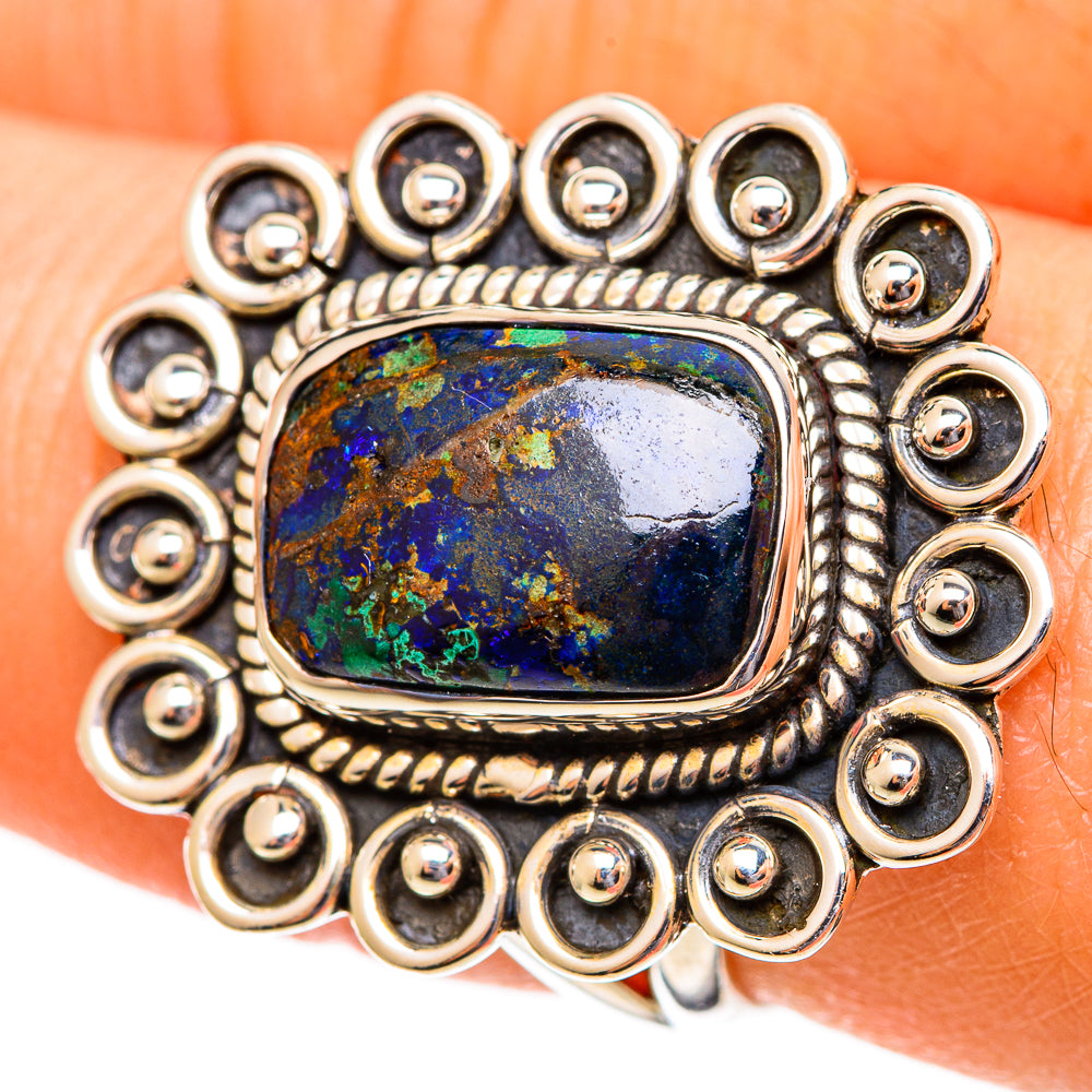 Azurite Malachite Rings handcrafted by Ana Silver Co - RING108065