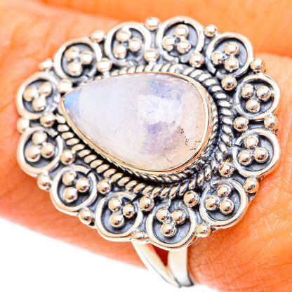 Rainbow Moonstone Rings handcrafted by Ana Silver Co - RING108095