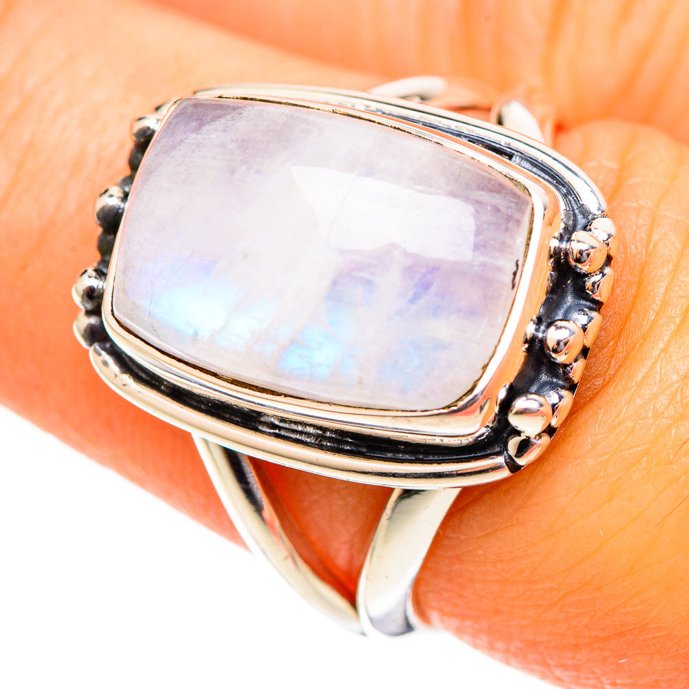 Rainbow Moonstone Rings handcrafted by Ana Silver Co - RING108098