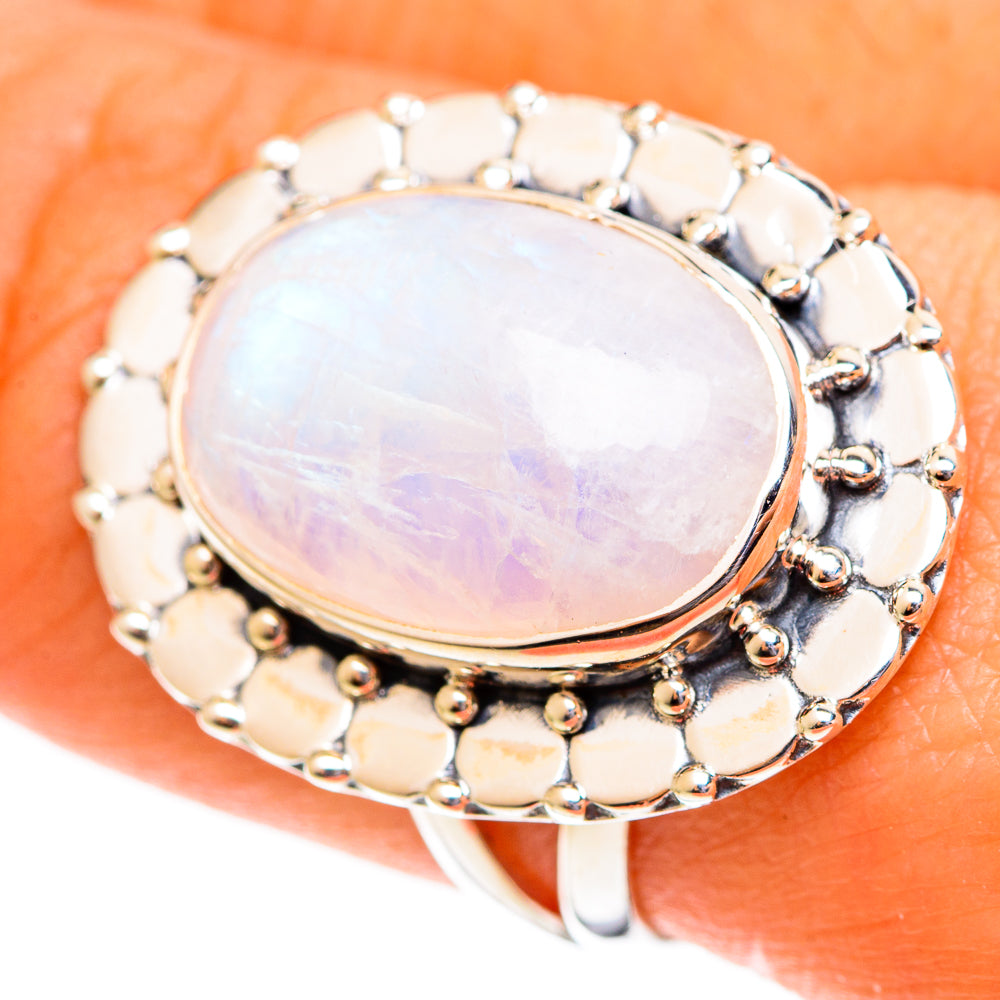 Rainbow Moonstone Rings handcrafted by Ana Silver Co - RING108099