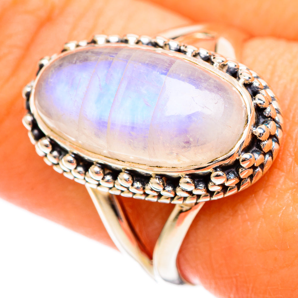 Rainbow Moonstone Rings handcrafted by Ana Silver Co - RING108101