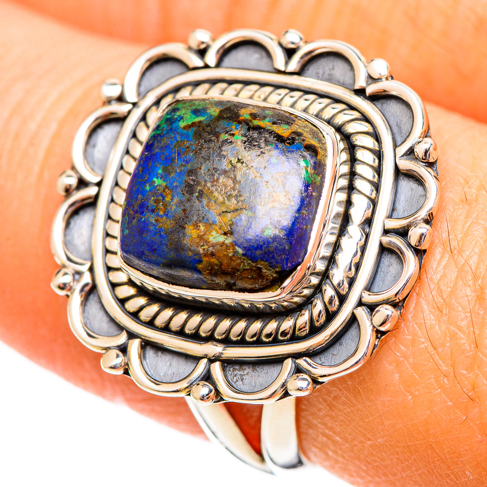Azurite Malachite Rings handcrafted by Ana Silver Co - RING108104
