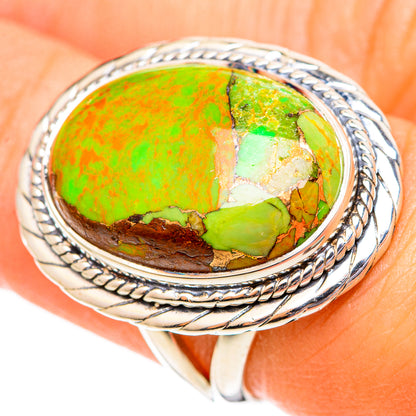 Green Copper Composite Turquoise Rings handcrafted by Ana Silver Co - RING108119