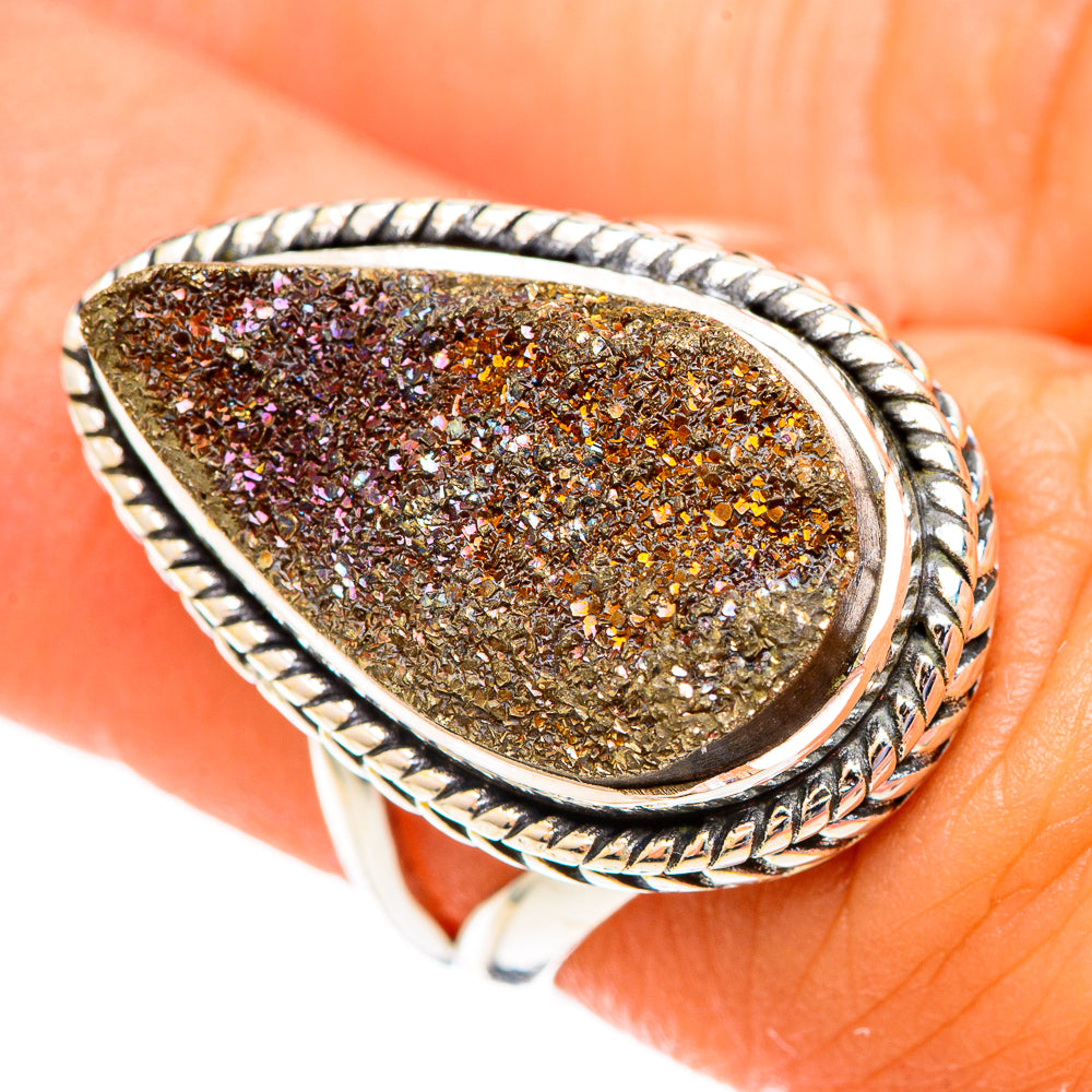 Spectro Pyrite Druzy Rings handcrafted by Ana Silver Co - RING108129