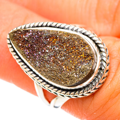 Spectro Pyrite Druzy Rings handcrafted by Ana Silver Co - RING108129