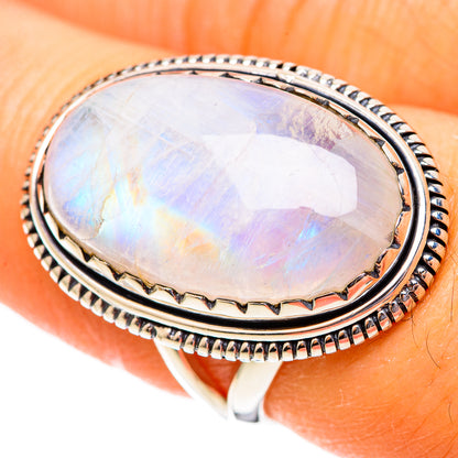 Rainbow Moonstone Rings handcrafted by Ana Silver Co - RING108134