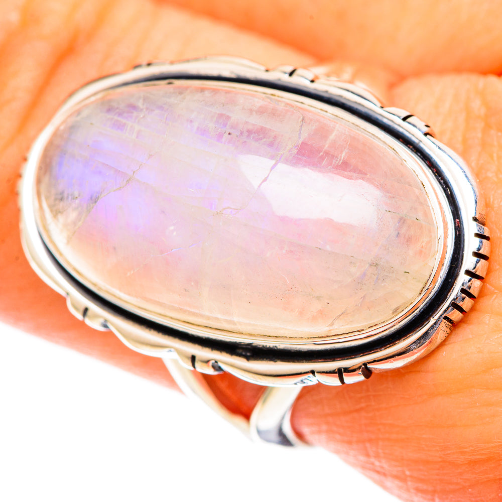 Rainbow Moonstone Rings handcrafted by Ana Silver Co - RING108136