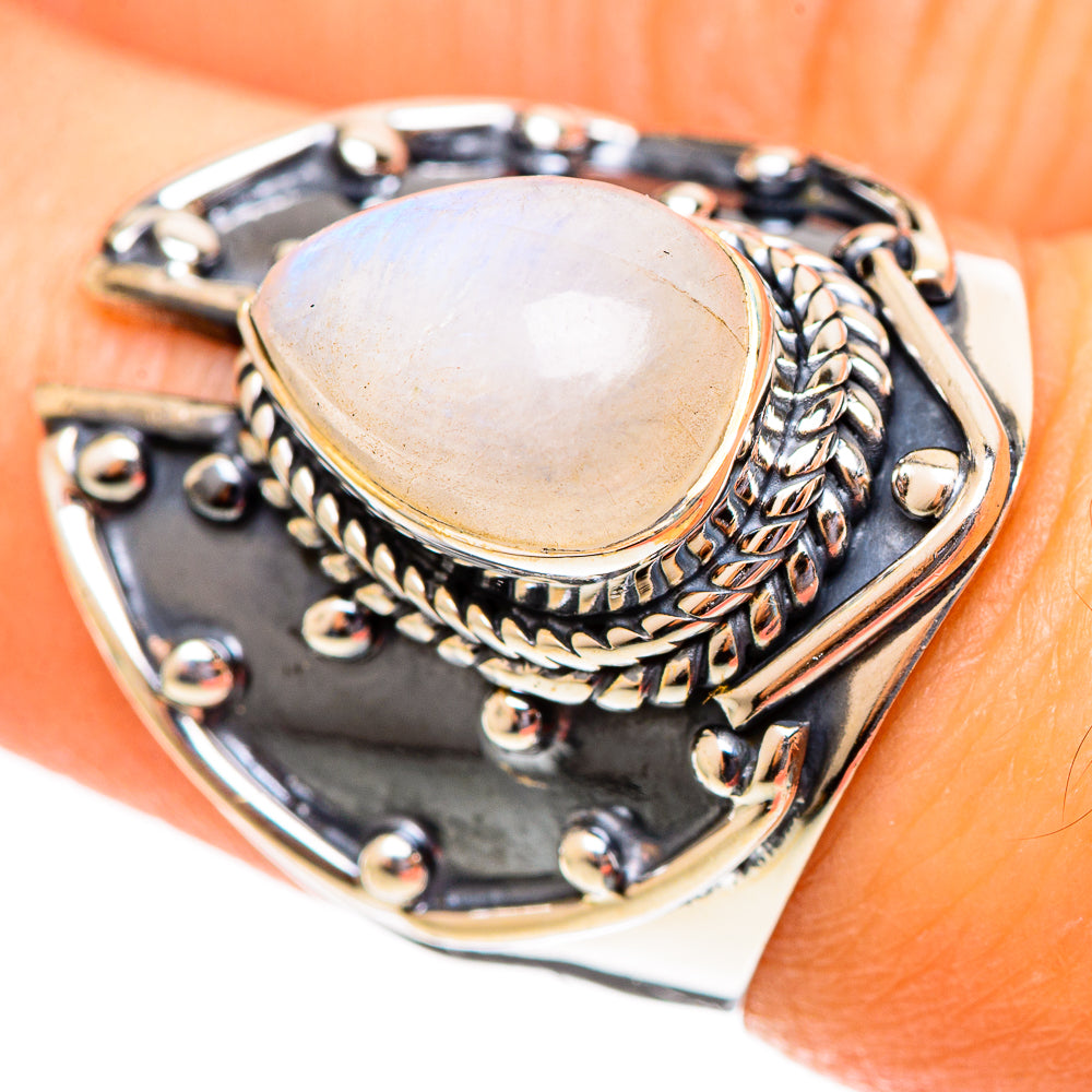 Rainbow Moonstone Rings handcrafted by Ana Silver Co - RING108137