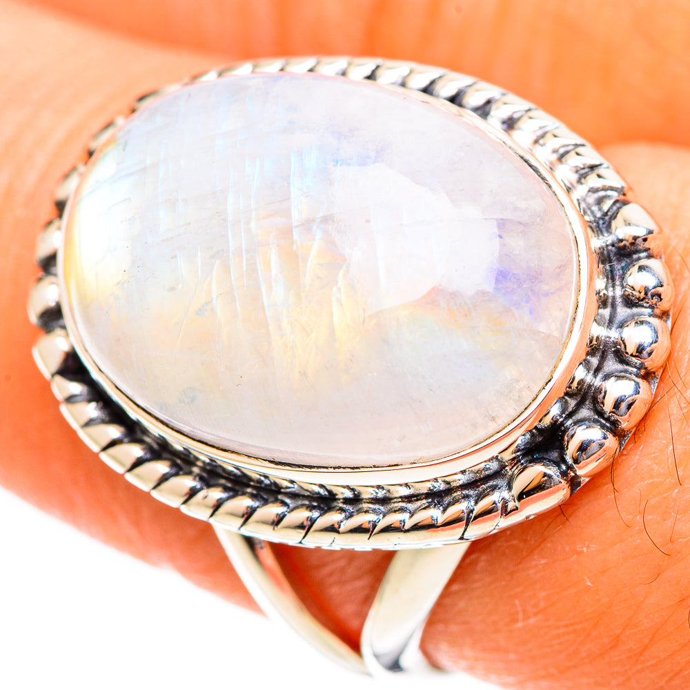 Rainbow Moonstone Rings handcrafted by Ana Silver Co - RING108138