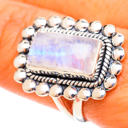 Rainbow Moonstone Rings handcrafted by Ana Silver Co - RING108139