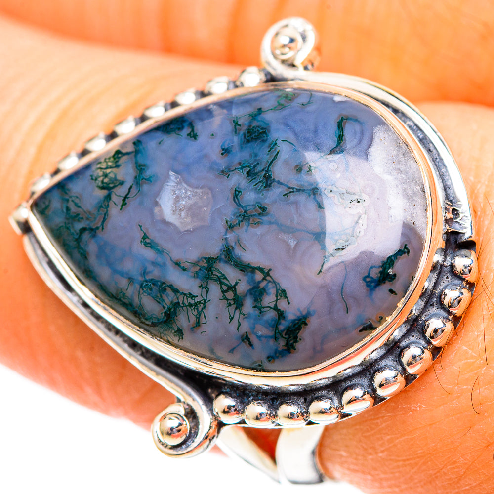 Green Moss Agate Rings handcrafted by Ana Silver Co - RING108155