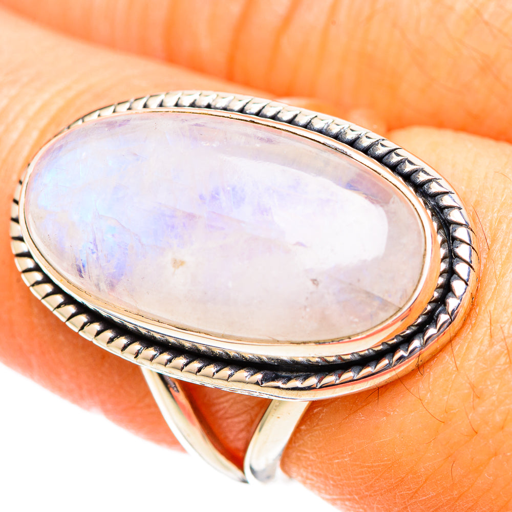 Rainbow Moonstone Rings handcrafted by Ana Silver Co - RING108169