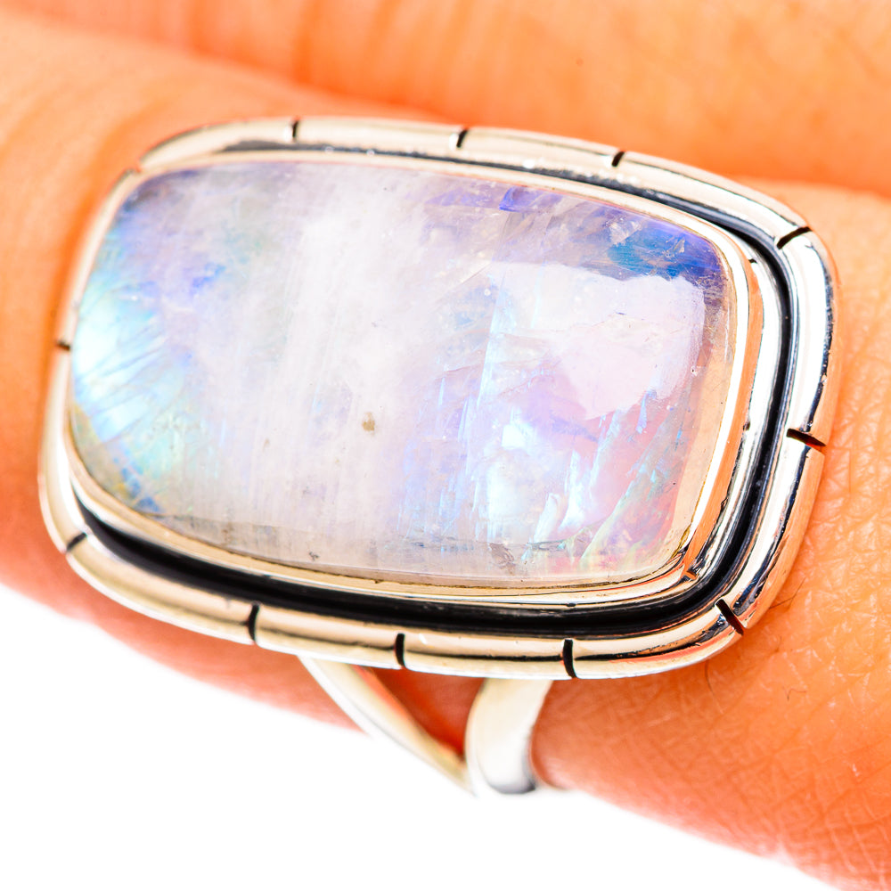 Rainbow Moonstone Rings handcrafted by Ana Silver Co - RING108173