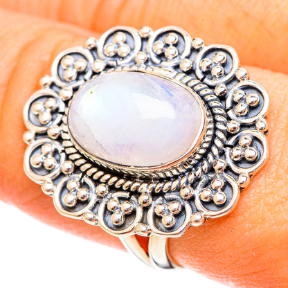 Rainbow Moonstone Rings handcrafted by Ana Silver Co - RING108174