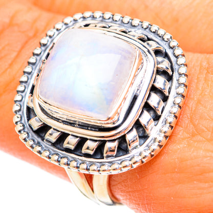 Rainbow Moonstone Rings handcrafted by Ana Silver Co - RING108175