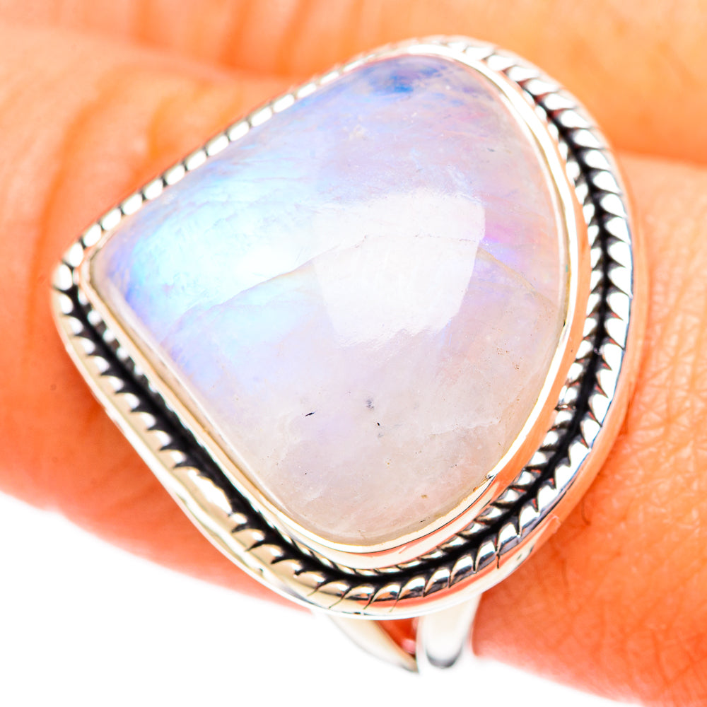 Rainbow Moonstone Rings handcrafted by Ana Silver Co - RING108202