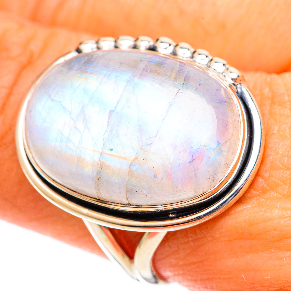 Rainbow Moonstone Rings handcrafted by Ana Silver Co - RING108205