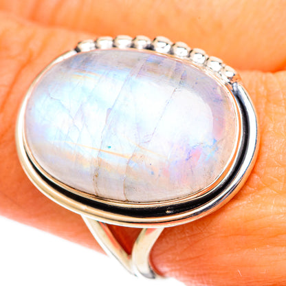 Rainbow Moonstone Rings handcrafted by Ana Silver Co - RING108205
