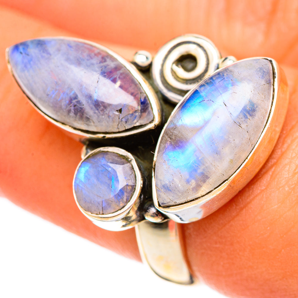 Rainbow Moonstone Rings handcrafted by Ana Silver Co - RING108206