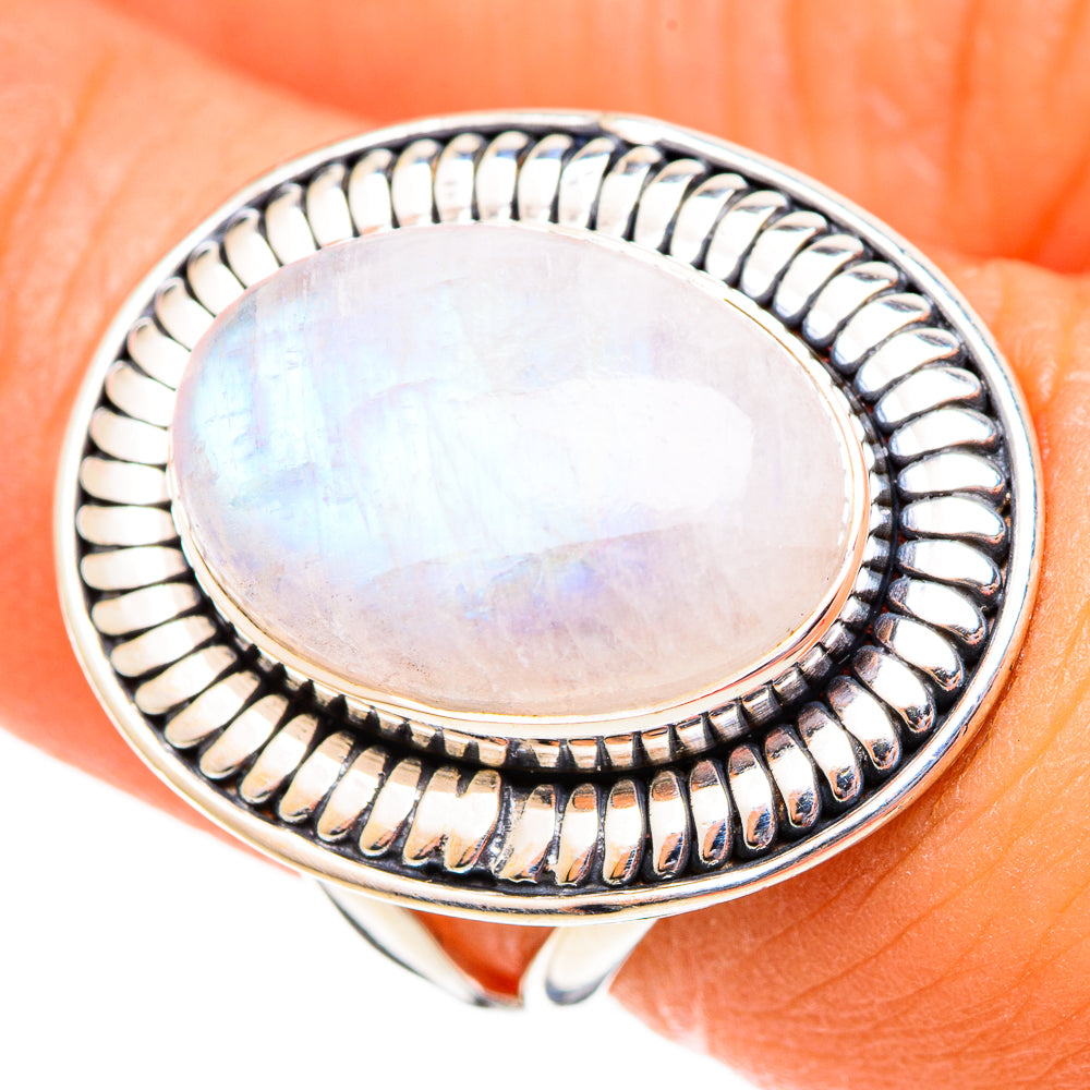 Rainbow Moonstone Rings handcrafted by Ana Silver Co - RING108207