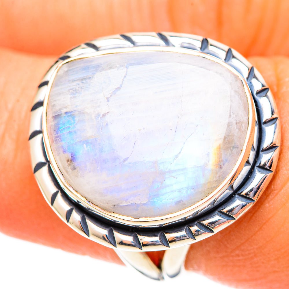 Rainbow Moonstone Rings handcrafted by Ana Silver Co - RING108208