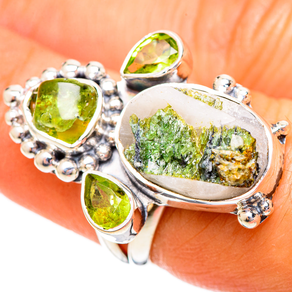 Green Tourmaline In Quartz Rings handcrafted by Ana Silver Co - RING108220