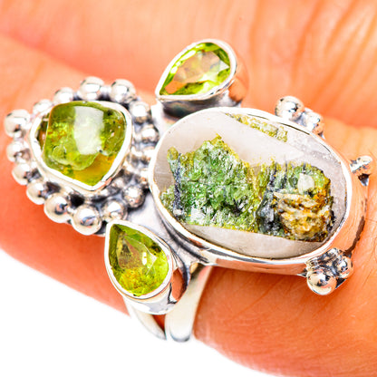Green Tourmaline In Quartz Rings handcrafted by Ana Silver Co - RING108220