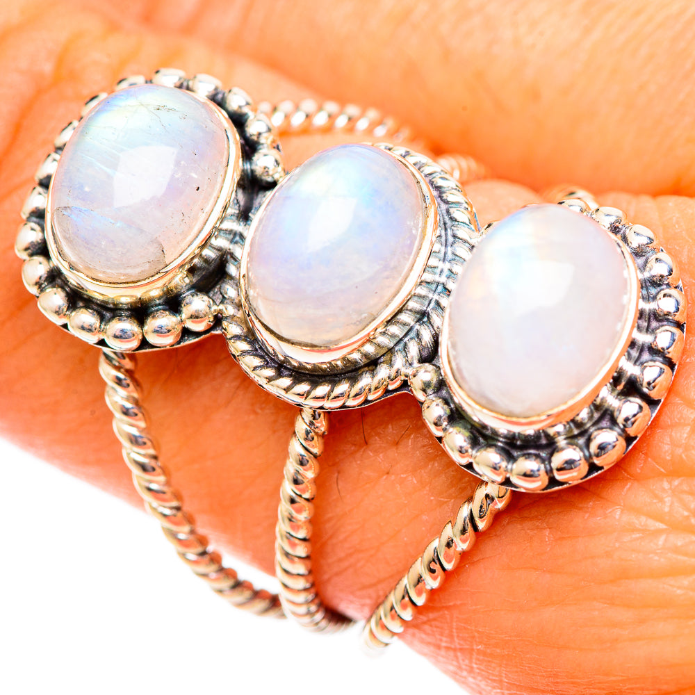 Rainbow Moonstone Rings handcrafted by Ana Silver Co - RING108244