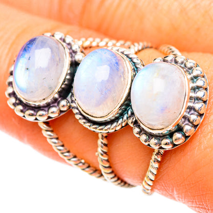Rainbow Moonstone Rings handcrafted by Ana Silver Co - RING108278