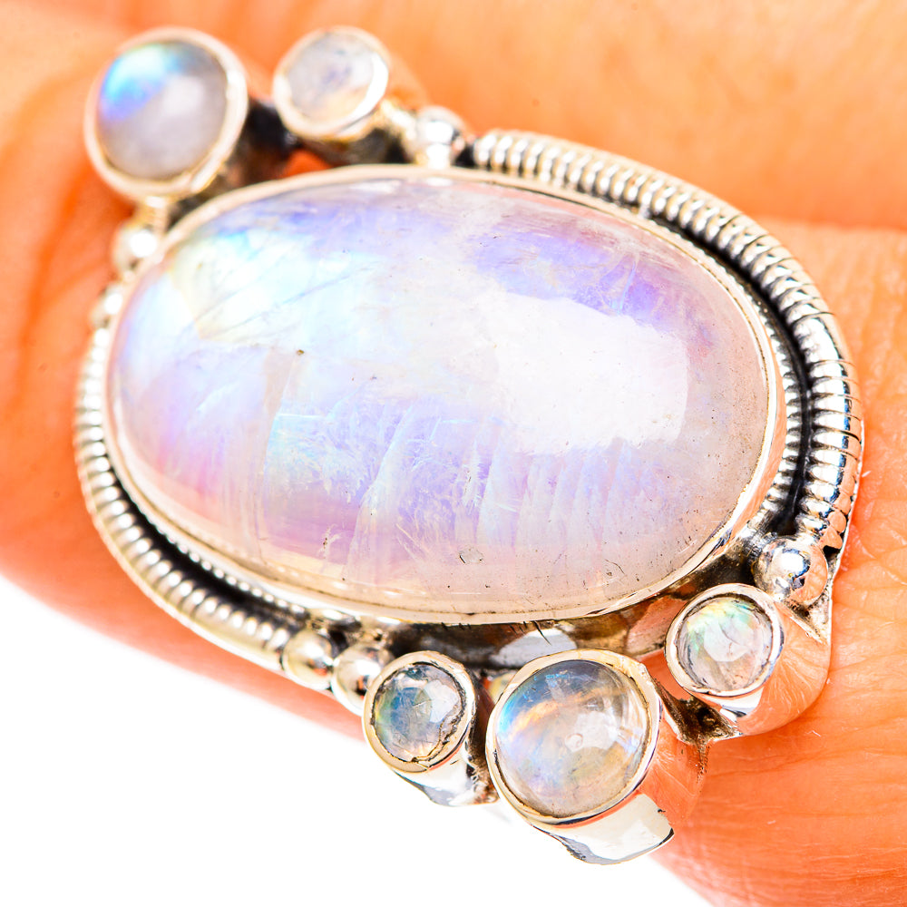 Rainbow Moonstone Rings handcrafted by Ana Silver Co - RING108279