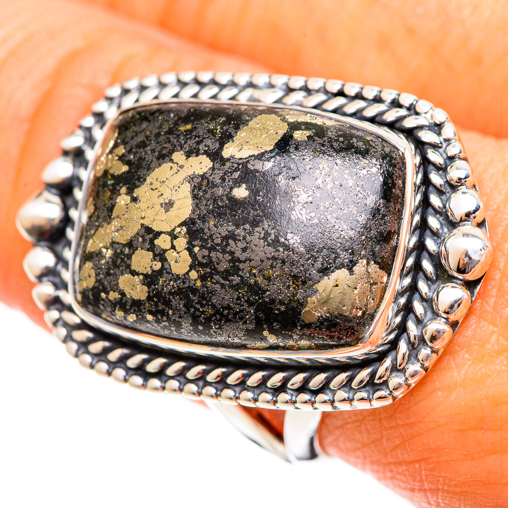 Pyrite Agate Rings handcrafted by Ana Silver Co - RING108306