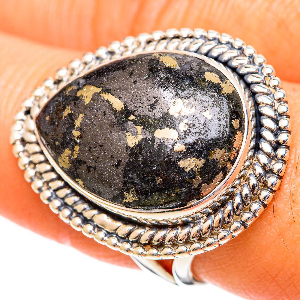 Pyrite Agate Rings handcrafted by Ana Silver Co - RING108307