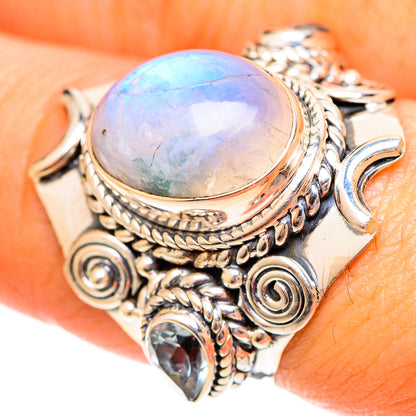 Rainbow Moonstone Rings handcrafted by Ana Silver Co - RING108311