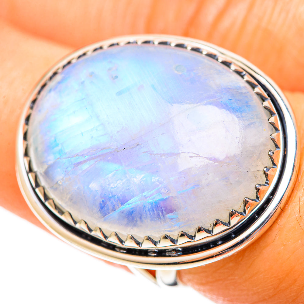 Rainbow Moonstone Rings handcrafted by Ana Silver Co - RING108313