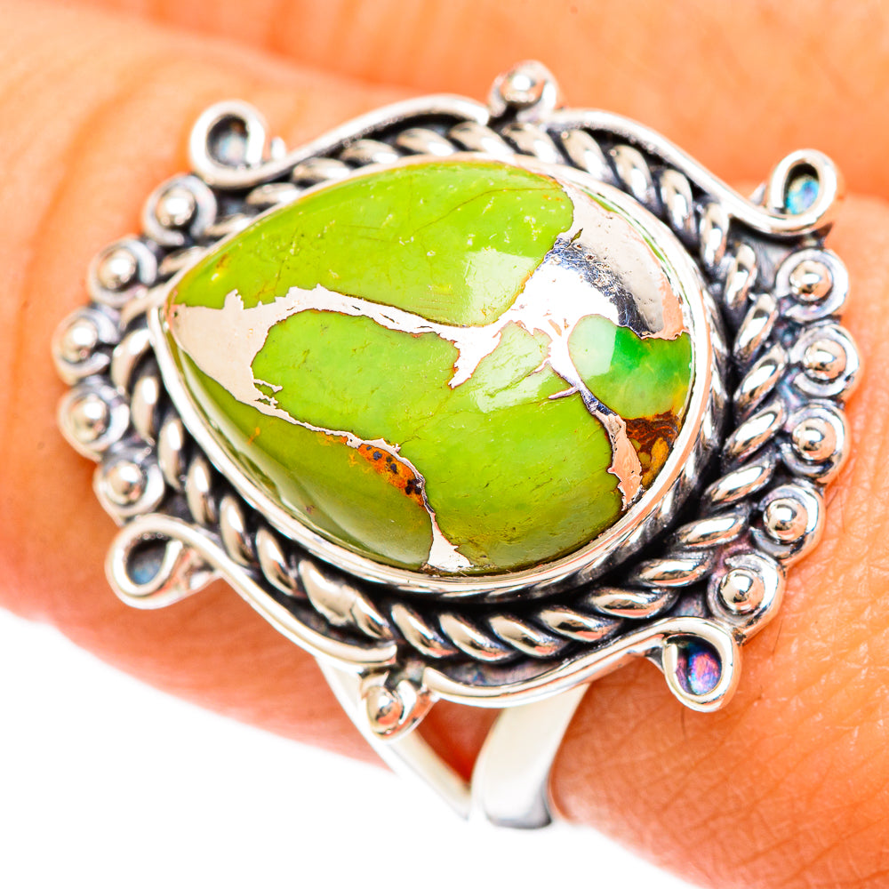 Green Copper Composite Turquoise Rings handcrafted by Ana Silver Co - RING108339