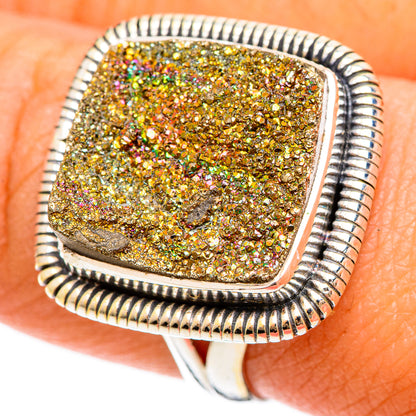 Spectro Pyrite Druzy Rings handcrafted by Ana Silver Co - RING108353
