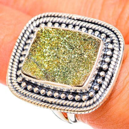 Spectro Pyrite Druzy Rings handcrafted by Ana Silver Co - RING108354