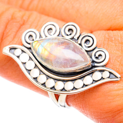 Rainbow Moonstone Rings handcrafted by Ana Silver Co - RING108358