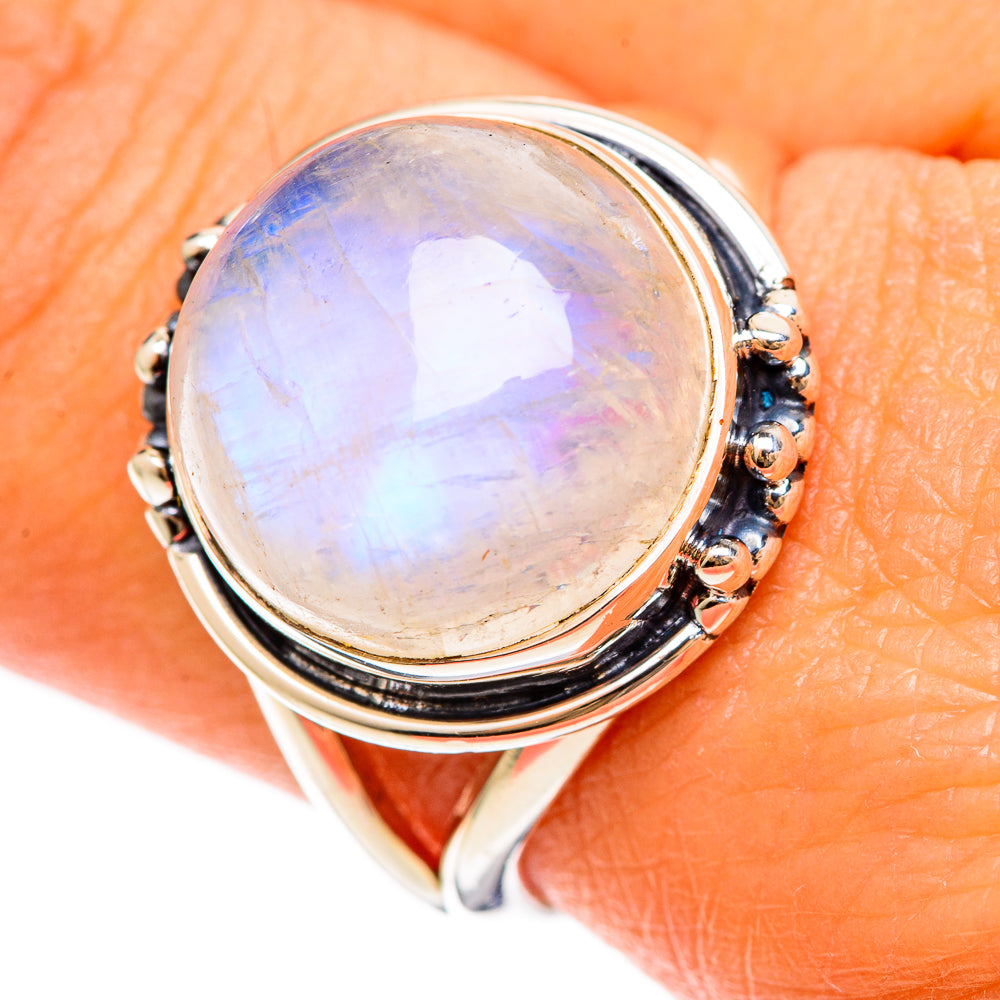Rainbow Moonstone Rings handcrafted by Ana Silver Co - RING108361
