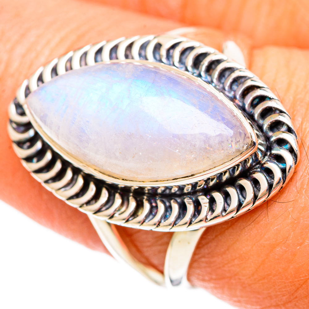 Rainbow Moonstone Rings handcrafted by Ana Silver Co - RING108363