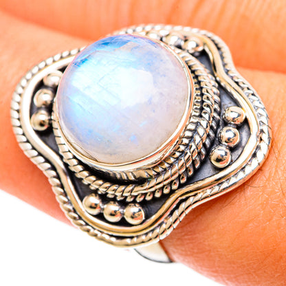 Rainbow Moonstone Rings handcrafted by Ana Silver Co - RING108364