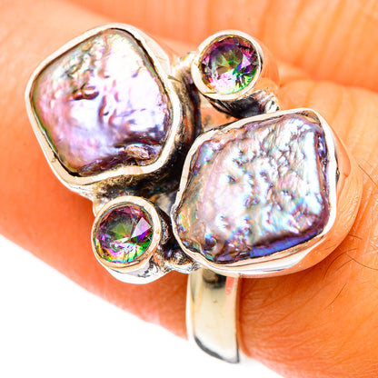 Titanium Mother Of Pearl Rings handcrafted by Ana Silver Co - RING108391