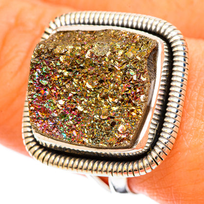 Spectro Pyrite Druzy Rings handcrafted by Ana Silver Co - RING108396