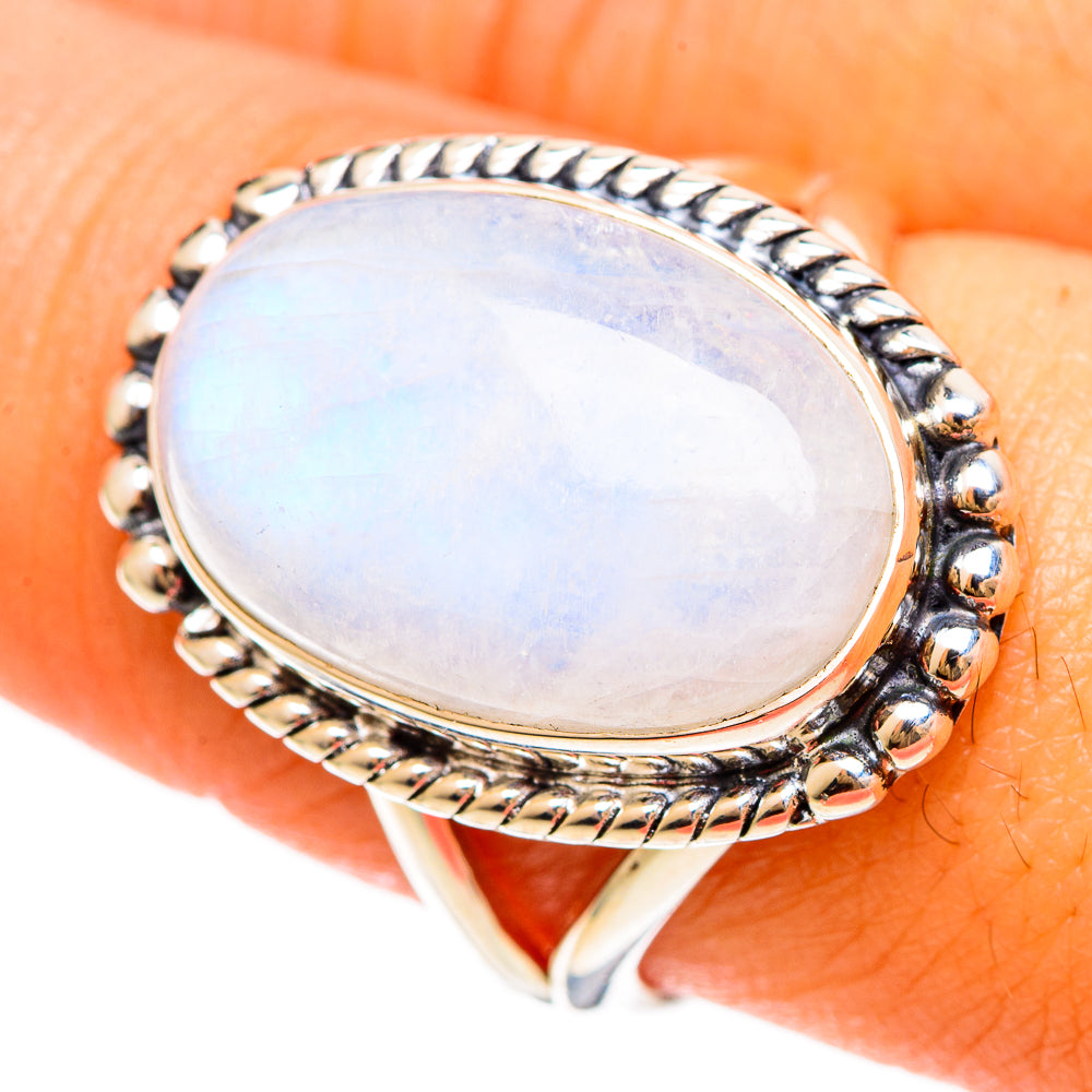 Rainbow Moonstone Rings handcrafted by Ana Silver Co - RING108401