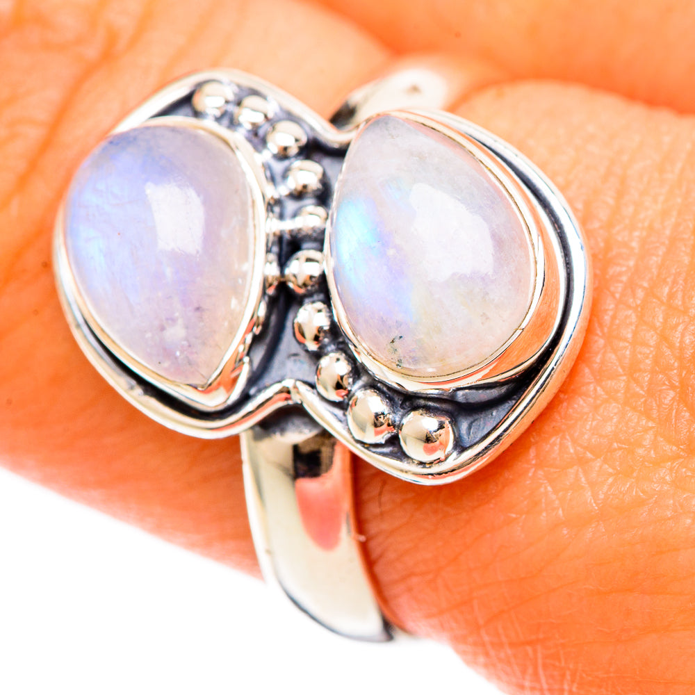 Rainbow Moonstone Rings handcrafted by Ana Silver Co - RING108403