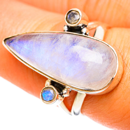 Rainbow Moonstone Rings handcrafted by Ana Silver Co - RING108404