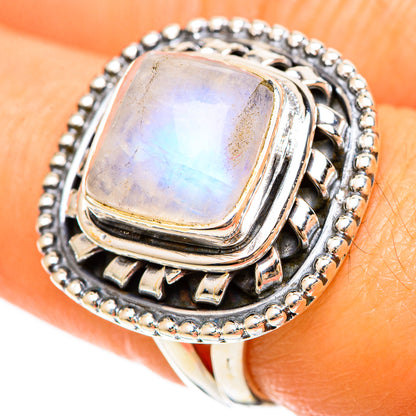 Rainbow Moonstone Rings handcrafted by Ana Silver Co - RING108405