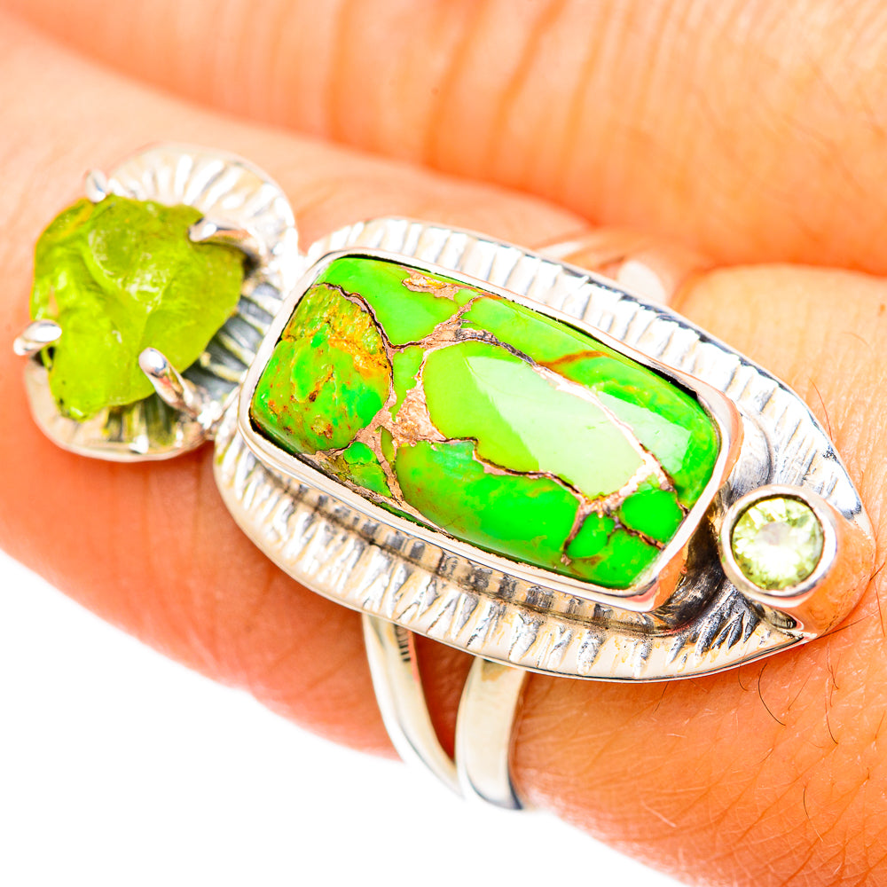 Green Copper Composite Turquoise Rings handcrafted by Ana Silver Co - RING108422